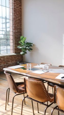 Empty meeting room with a natural sunlight